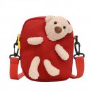 Girl's small canvas shoulders bag, for girl's shopping travel and school [Red bag]