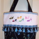 NEW EMBROIDERED FASHION SHOE PARADE TOTE / HANDBAG~REDUCED