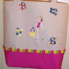 NEW EMBROIDERED BEACH BABE TOTE / HANDBAG ~ PINK TRIM
