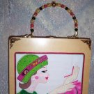 NEW RETRO EMBROIDERED SIXTIES GIRL ON A BOX PURSE