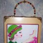 NEW RETRO EMBROIDERED SIXTIES GIRL ON A BOX PURSE