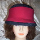 VINTAGE BLUE ORGANZA HAT WITH WIDE RED BAND