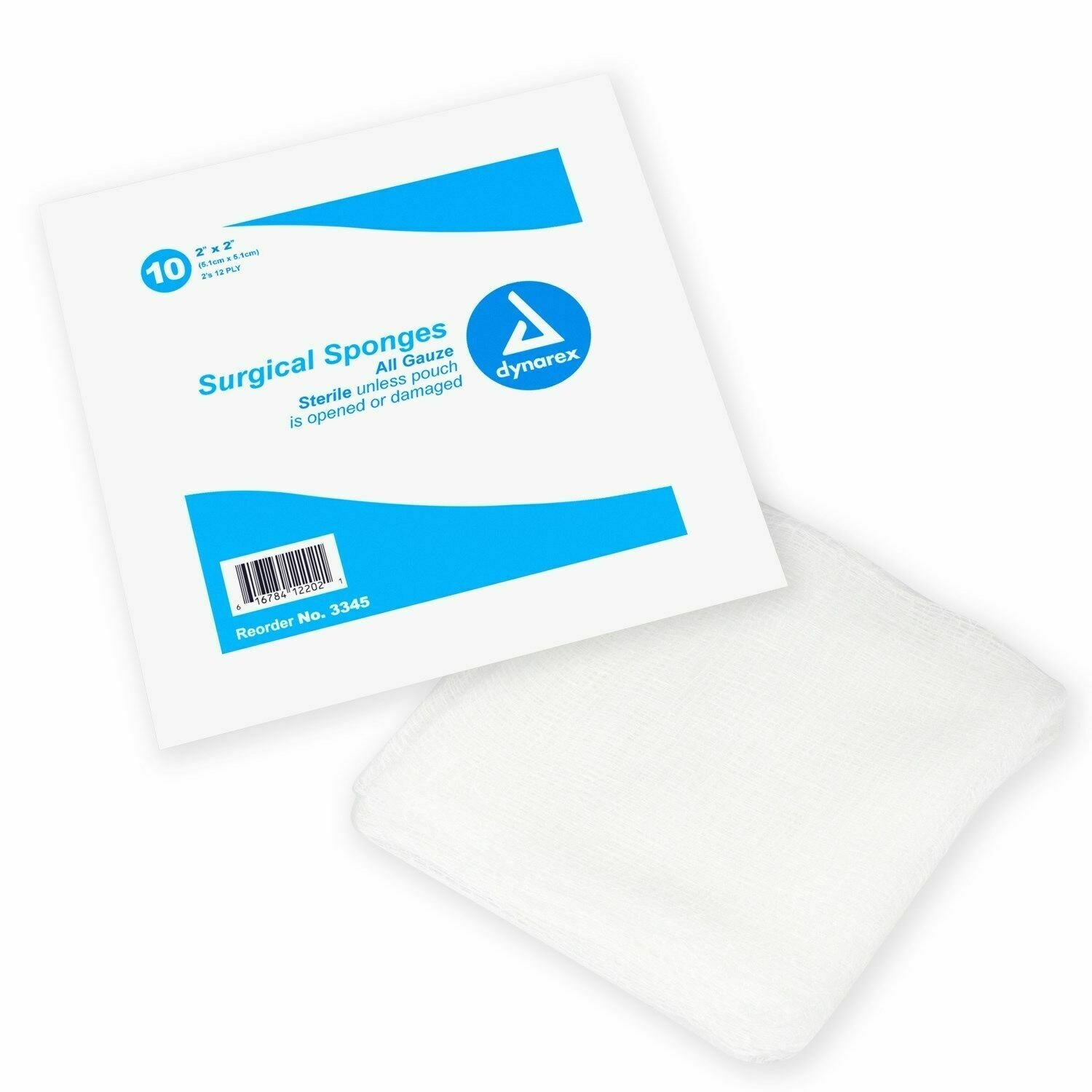 Dynarex 10 Sponges 4 x 4" 12ply Bandages Wound Sterile Care USP 3345 TBBG
