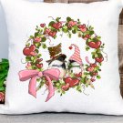 Ready to Press Sublimation Transfer - Valentine Chickadees In Wreath