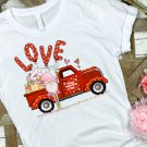 Ready to Press Sublimation Transfer - Valentine Gnome By Red Truck With Balloons