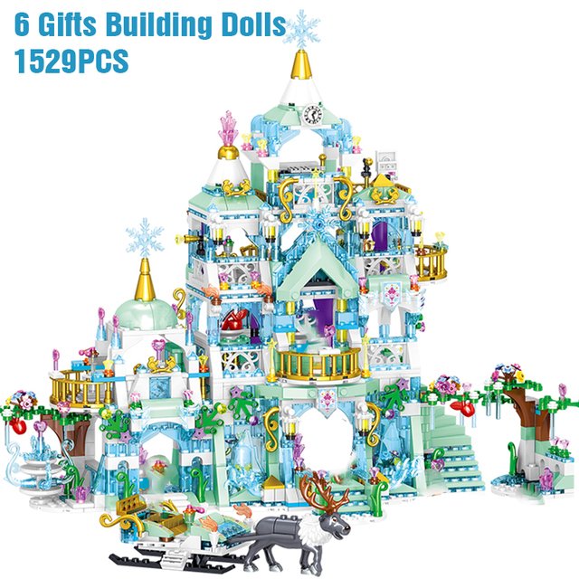 Princess Fantasy Castle Model Building Blocks Winter Moc Snow House 1529pcs