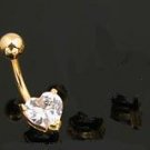 GOLD PLATED CLEAR HEART NAVEL