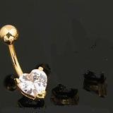 GOLD PLATED CLEAR HEART NAVEL
