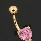 GOLD PLATED PINK HEART NAVEL
