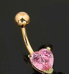 GOLD PLATED PINK HEART NAVEL