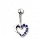 SILVER HOLLOW HEART BLUE GEMS