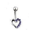 SILVER HOLLOW HEART BLUE GEMS