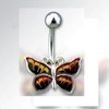 BUTTERFLY,ORANGE AND BLACK NAVEL RING