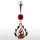 RED FLAME NAVEL RING