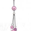 PEARL COATED PINK GEM BALL DANGLE