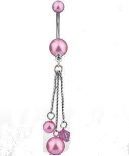 PEARL COATED PINK GEM BALL DANGLE