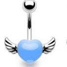 LIGHT BLUE ANGEL WINGED NAVEL RING