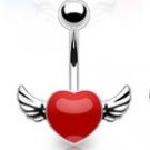 RED ANGEL WINGED NAVEL RING