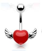 RED ANGEL WINGED NAVEL RING