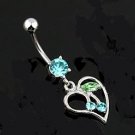HEART w/ AQUA CZ CHERRIES AND MATCHING GEM