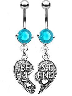 "BEST FRIENDS"AQUA NAVEL RING