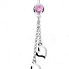 DOUBLE DANGLE HEARTw/PINK GEM