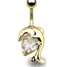 GOLD PLATED DOLPHIN w/CLEAR GEM
