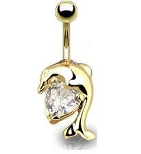 GOLD PLATED DOLPHIN w/CLEAR GEM