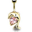 GOLD PLATED DOLPHIN w/PINK GEM
