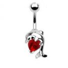 DOLPHIN SILVER w/RED HEART GEM