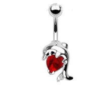 DOLPHIN SILVER w/RED HEART GEM