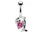 DOLPHIN SILVER w/PINK HEART GEM