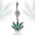 GREEN LEAF NAVEL w/CLEAR  GEM