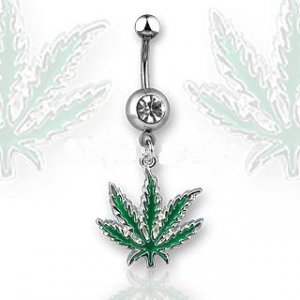 GREEN LEAF NAVEL w/CLEAR  GEM