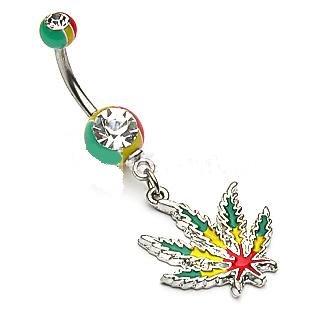 JAMAICAN LEAF NAVEL w/CLEAR GEM