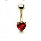 GOLD PLATED RED HEART NAVEL RING