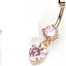 GOLD PLATED DOUBLE PINK GEM HEART DANGLE