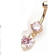 GOLD PLATED DOUBLE PINK GEM HEART DANGLE