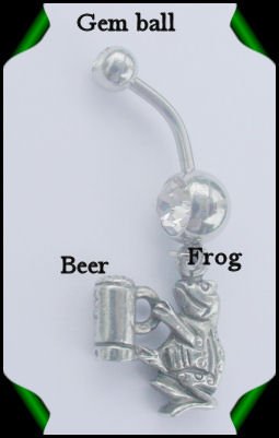 FROG w/BEER STEIN NAVEL RING