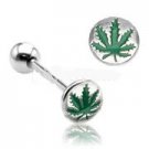 Surgical Steel Barbell with Pot Leaf