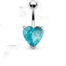 LARGE AQUA HEART NAVEL RING