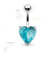 LARGE AQUA HEART NAVEL RING
