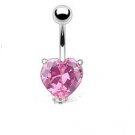 LARGE PINK HEART NAVEL RING