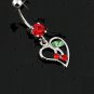 SILVER HEART w/CHERRIES NAVEL RING