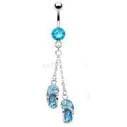 DOUBLE AQUA FLIP FLOP NAVEL RING