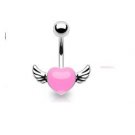 PINK ANGEL WINGED NAVEL RING