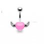 PINK ANGEL WINGED NAVEL RING