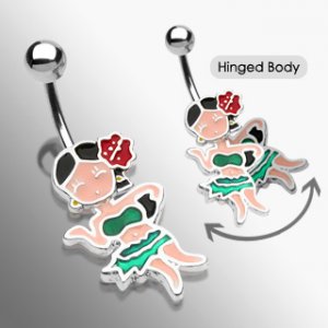 DANGLING HULA GIRL NAVEL RING