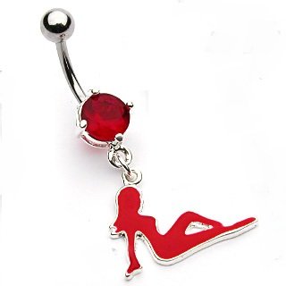 ENAMEL RED MUD NAVEL RING