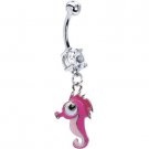 Pink Sea Horse Belly Ring